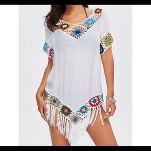 Crochet fringe cover up